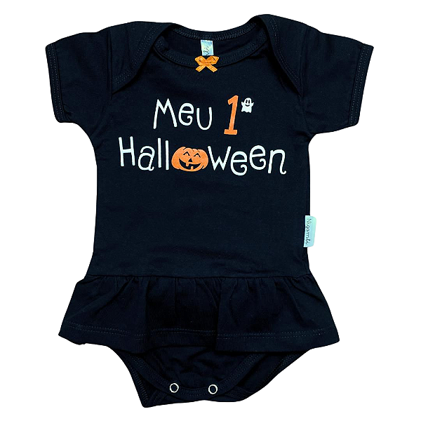 Body Bebê Mangas Curtas Meu 1° Halloween
