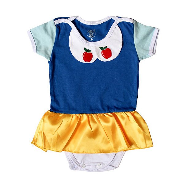 Body Bebê Mangas Curtas Branca De Neve