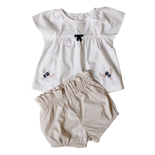 Conjunto Bebê Camiseta Mangas Curtas E Shorts Buquê