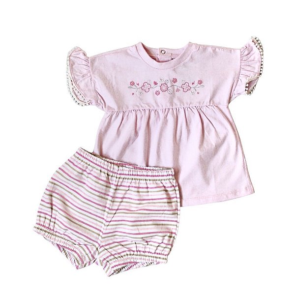 Conjunto Bebê Camiseta Mangas Curtas E Shorts Gabi