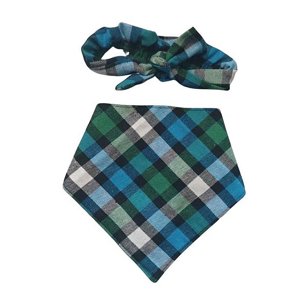 Bandana Bebê Com Faixa Xadrez