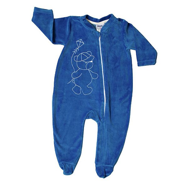 Macacão Longo Bebê Mangas Longas Plush Ursinho Com Pipa