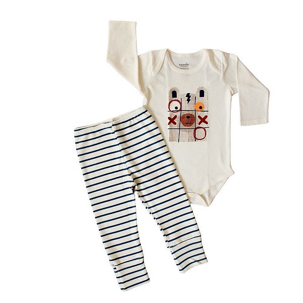 Conjunto Bebê Body Mangas Longas E Calça Jogo Da Velha