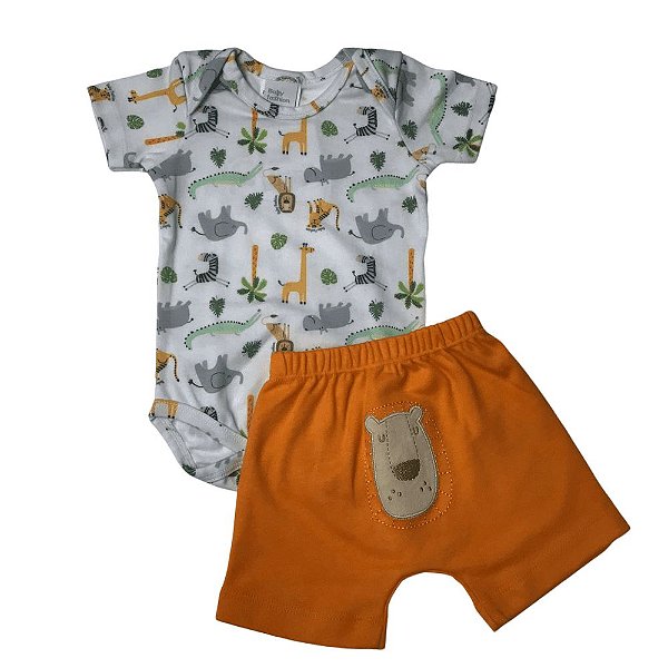 Conjunto Bebê Body e Shorts Safari
