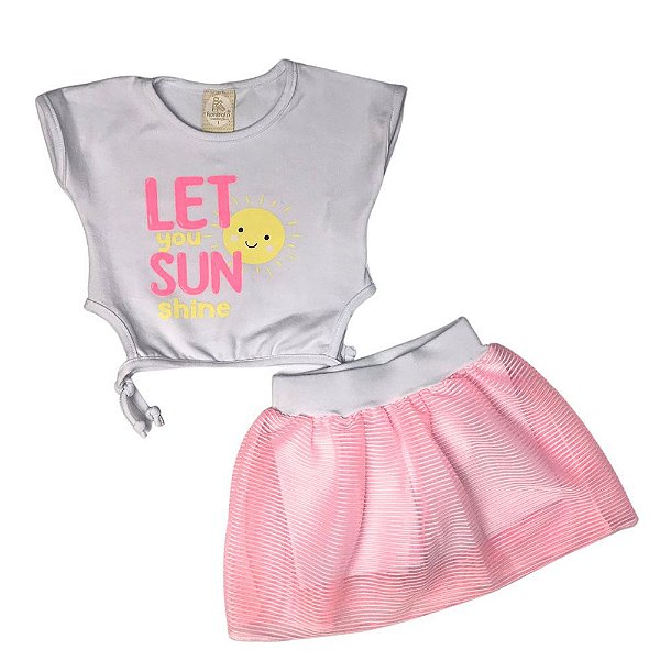 Conjunto Infantil Camiseta E Saia Let Sun