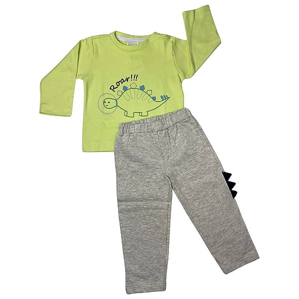 Conjunto Infantil Camiseta Mangas Longas E Calça Roar