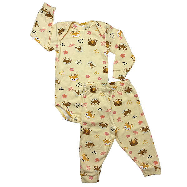 Conjunto Bebê Body Mangas Longas E Calça Renas