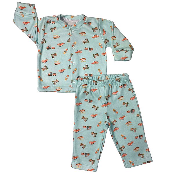 Conjunto Bebê Camiseta Mangas Longas E Calça Transportes