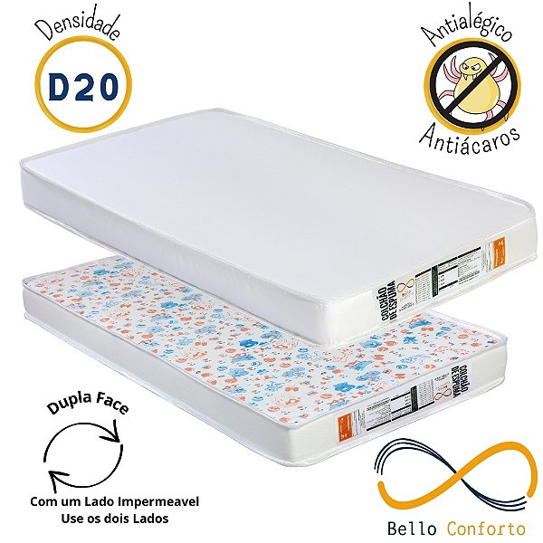 Colchão de Berço modelo Brasileiro 060x130x10 D20 Face impermeavel