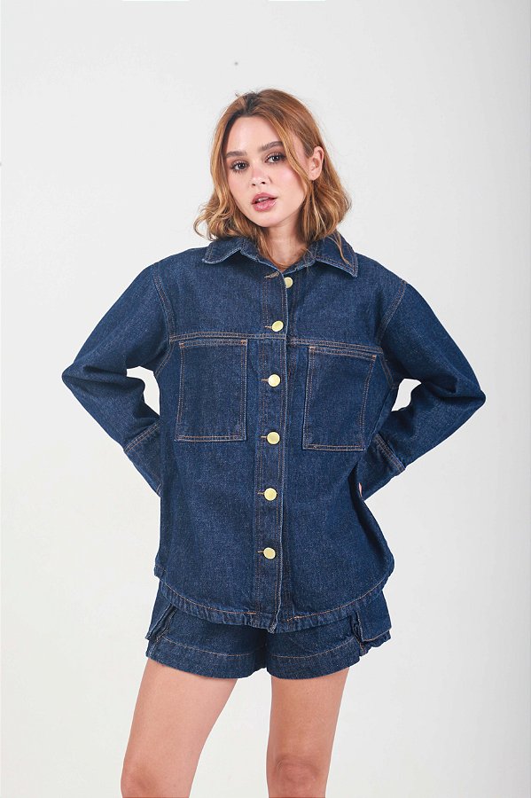 Camisa Over Jeans - Azul Esc