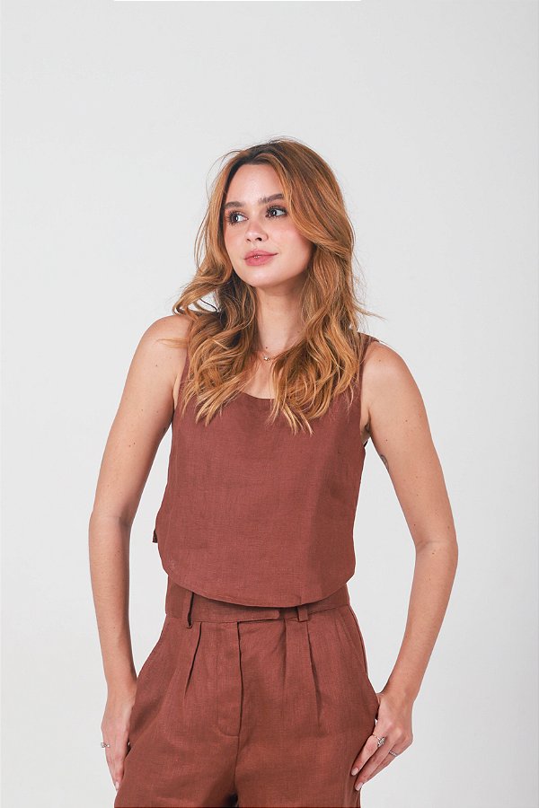 Top New Gaia - Marrom