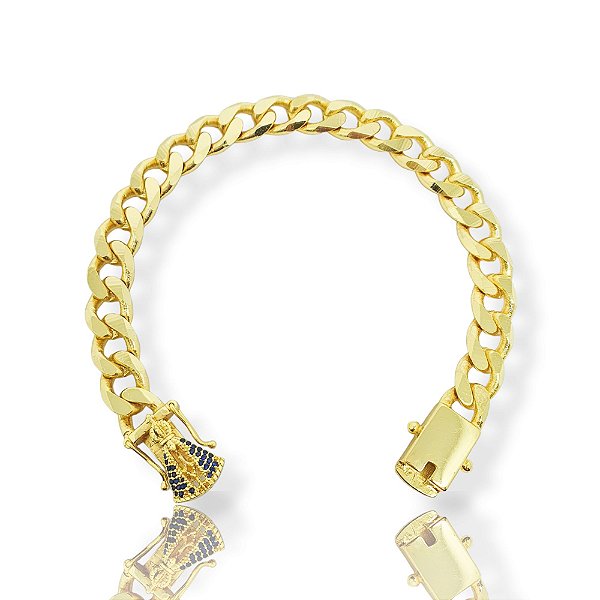 Pulseira Grumet 9mm Fecho Gaveta Nossa Senhora Banhada A Ouro 18k PUL049