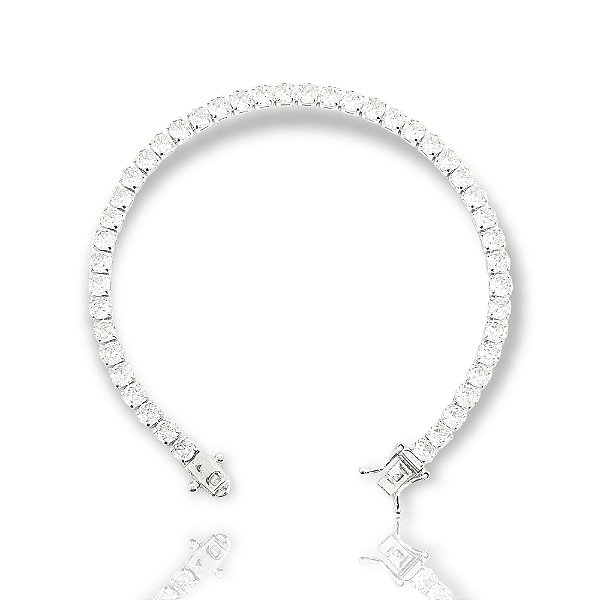 Pulseira Riviera Redonda 4mm Fecho Gaveta Banhada A Ouro Branco PUL039