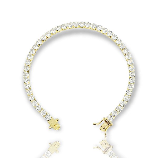 Pulseira Riviera Redonda 4mm Fecho Gaveta Banhada A Ouro 18k PUL041