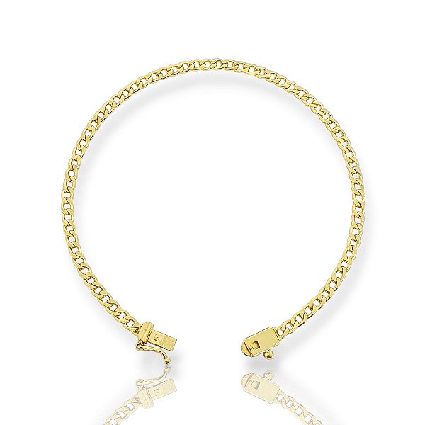 Pulseira Grumet 3mm Fecho Gaveta Banhada A Ouro 18k PUL036