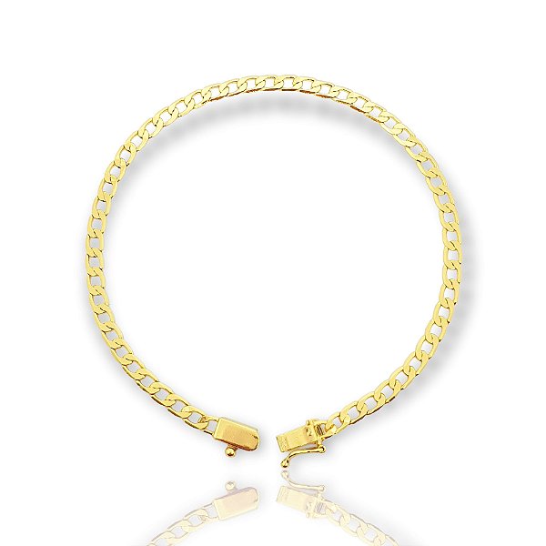Pulseira Grumet Flat 4mm Fecho Gaveta Banhada A Ouro 18k PUL042