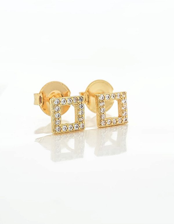 Brinco Masculino Par Geométrico Quadrado (6mm) Banhado A Ouro 18k BRI131