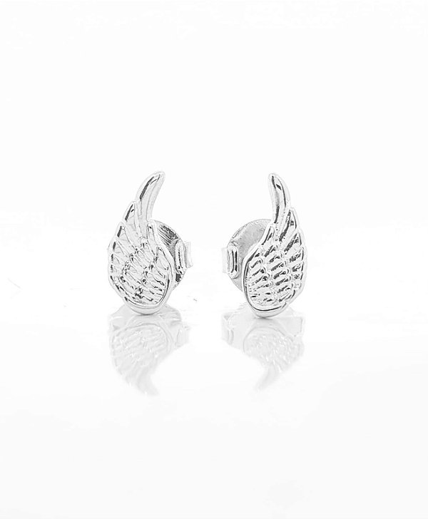 Brinco Masculino Par Asas Ícaro (11,3X5,2mm) Banhado A Ouro Branco BRI075
