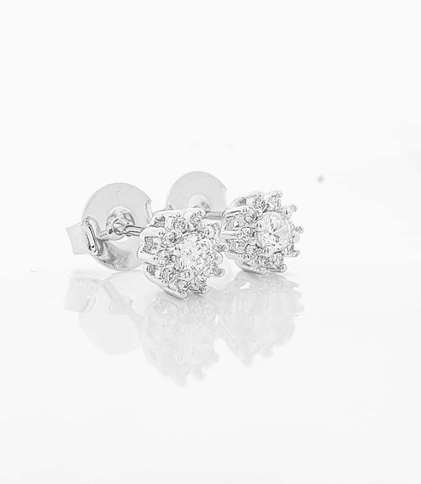 Brinco Masculino Par Redondo Coroa 4 (6,5mm) Banhado A Ouro Branco BRI076