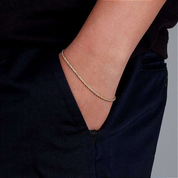 Pulseira Cordão Baiano 2mm Fecho Tradicional Banhada A Ouro 18k PUL022
