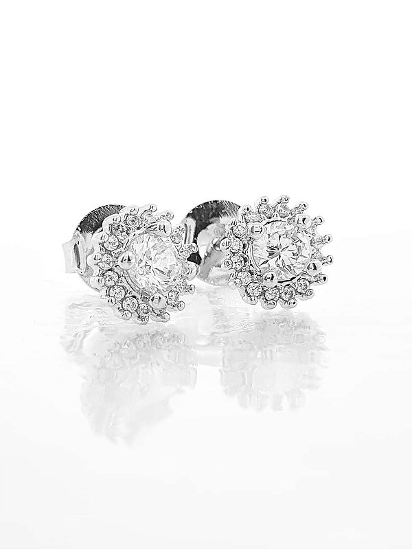 Brinco Masculino Par Redondo Coroa 3 (8mm) Banhado A Ouro Branco BRI048