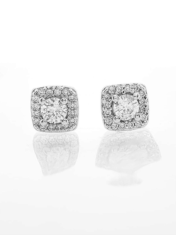 Brinco Masculino Par Quadrado Imperial (6,5mm) Banhado A Ouro Branco BRI054