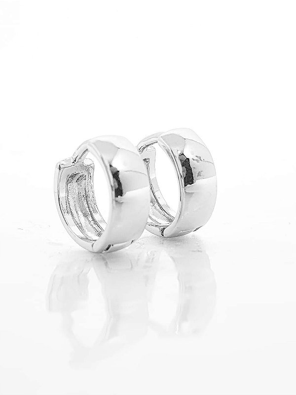 Brinco Masculino Par Argola Lisa (11X4,5mm) Banhado A Ouro Branco BRI061