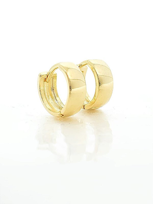 Brinco Masculino Par Argola Lisa (11X4,5mm) Banhado A Ouro 18k BRI114