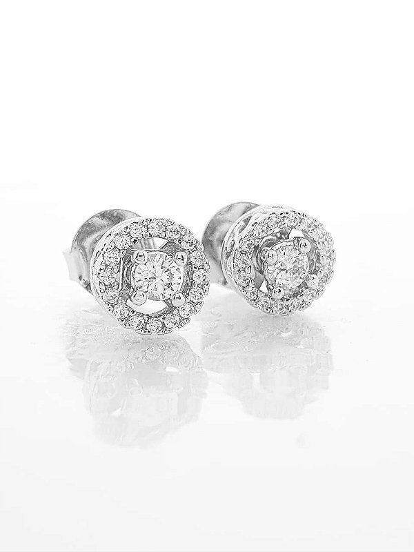 Brinco Masculino Par Redondo Coroa 1 (7,5mm) Banhado A Ouro Branco BRI070