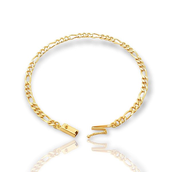 Pulseira 3 Por 1 2,5mm Fecho Tradicional Banhada A Ouro 18K PUL003