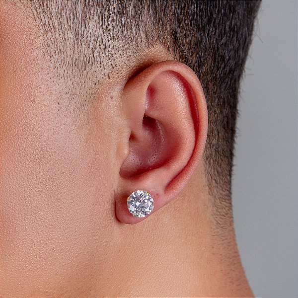 Par De Brinco Pedra Zircônia (10mm) Prata 925 BRIP003