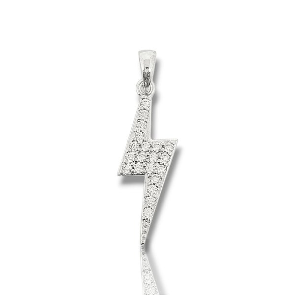 Pingente Raio Cravejado (7,8x21mm) Banhado A Ouro Branco PIN076