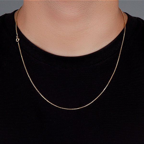 Corrente Veneziana 60cm 1,2mm Fecho Tradicional Banhada A Ouro 18k COR006