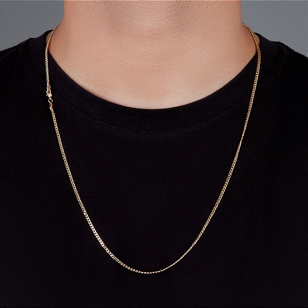Corrente Grumet 70cm 2,3mm Fecho Tradicional Banhada A Ouro 18k COR010