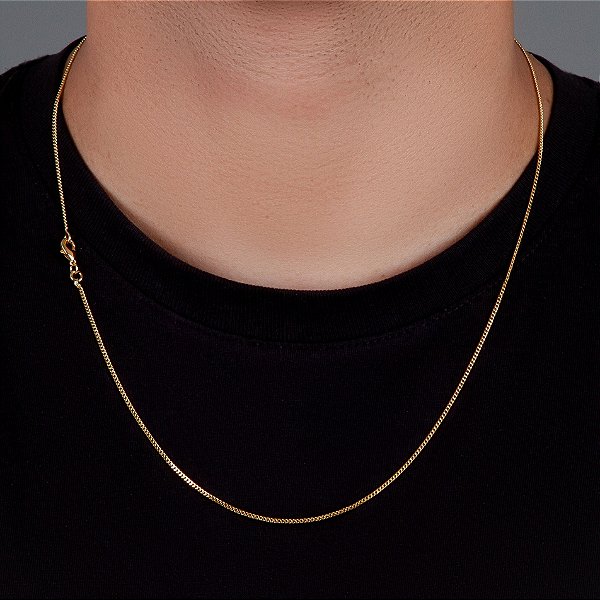 Corrente Grumet 60cm 1,4mm Fecho Tradicional Banhada A Ouro 18k COR012