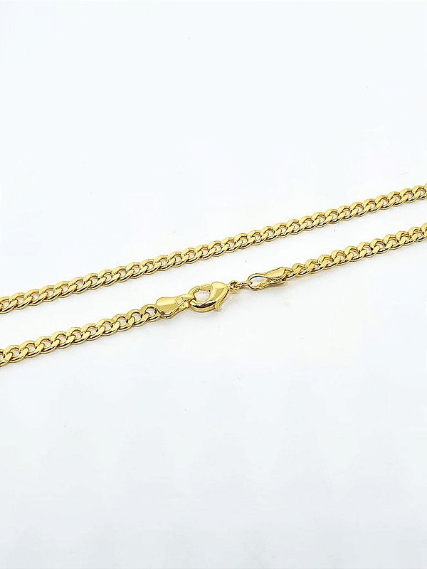 Corrente Grumet 70cm 4mm Fecho Tradicional Banhado A Ouro 18K COR016