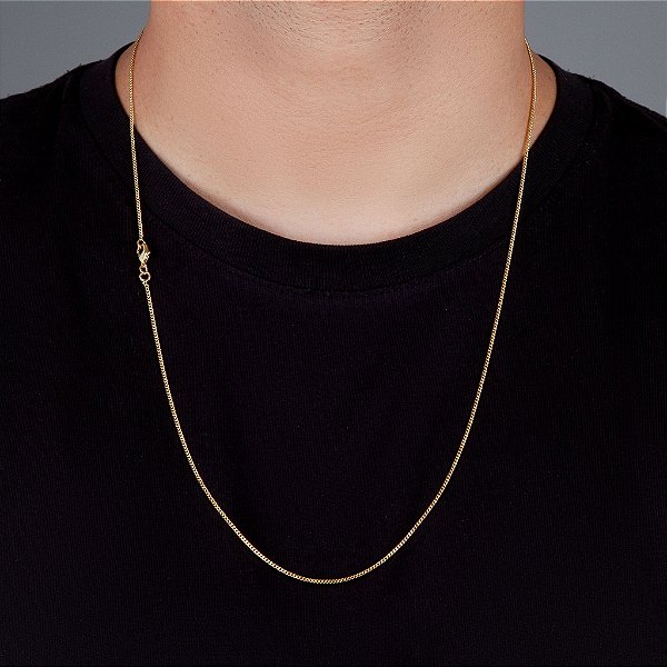 Corrente Grumet 70cm 1,4mm Fecho Tradicional Banhada A Ouro 18k COR017