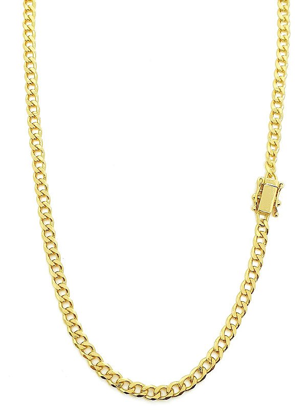 Corrente Grumet 70cm 4mm Fecho Gaveta Banhada A Ouro 18k COR025