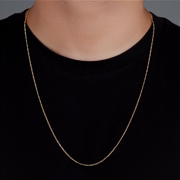 Corrente 3 por 1 - 70cm 1,4mm Fecho Tradicional Banhada A Ouro 18k COR033