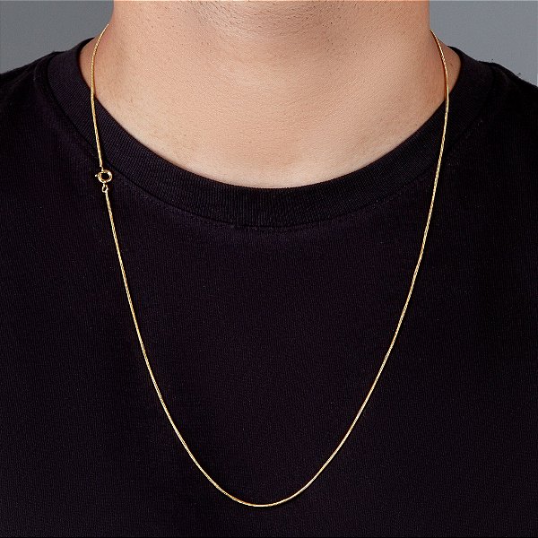 Corrente Rabo De Rato 70cm 1,2mm Fecho Tradicional Banhada A Ouro 18k COR047