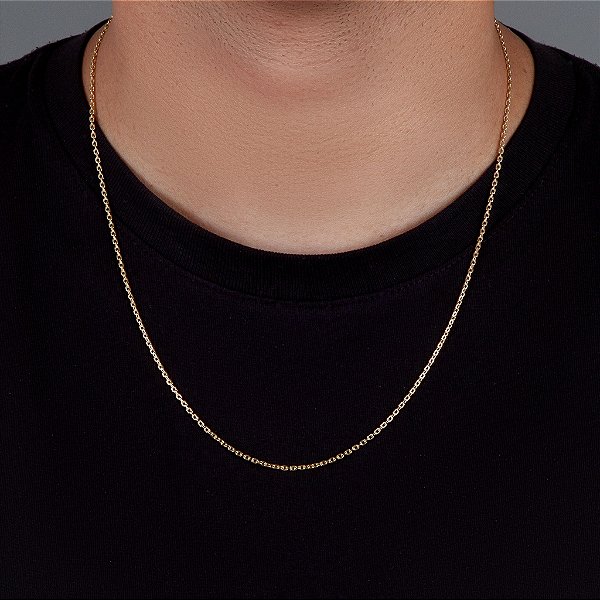 Corrente Elo Cadeado 60cm 2mm Fecho Tradicional Banhada A Ouro 18k COR008