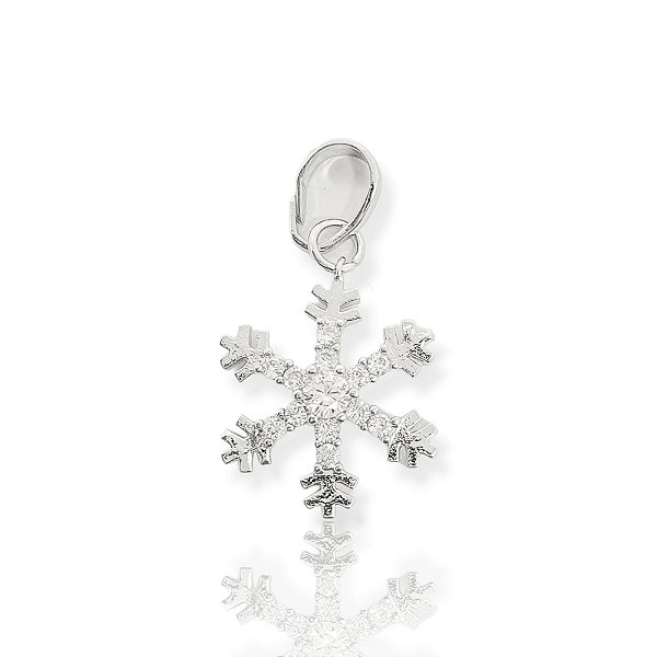 Pingente Floco De Neve (14,5mm) Banhado A Ouro Branco PIN097