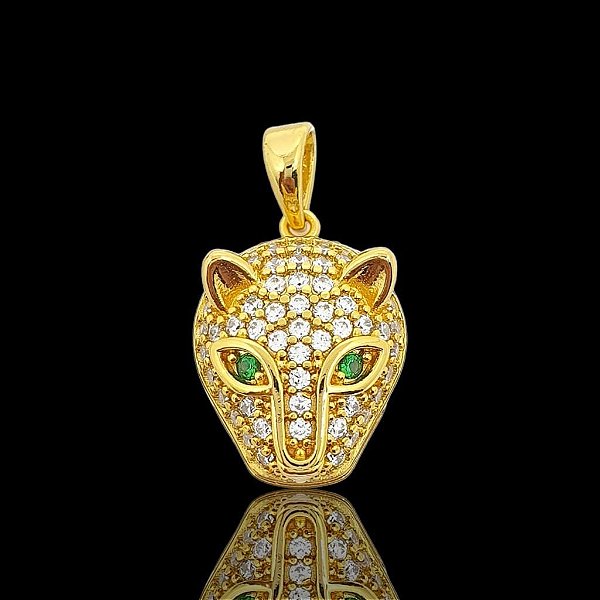 Pingente Tigre Olho Verde (13X17mm) Banhado A Ouro 18k PIN019