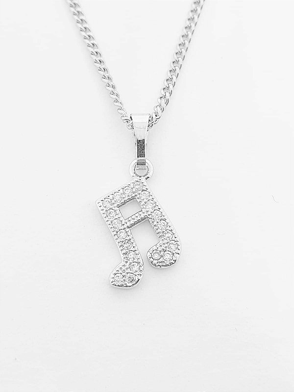 Pingente Cravejado Nota Musical (10X9mm) Banhado A Ouro Branco PIN026