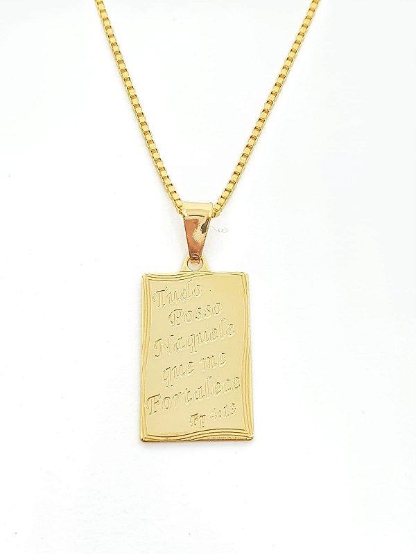 Pingente Tudo Posso (12X19mm) Banhado A Ouro 18k PIN020