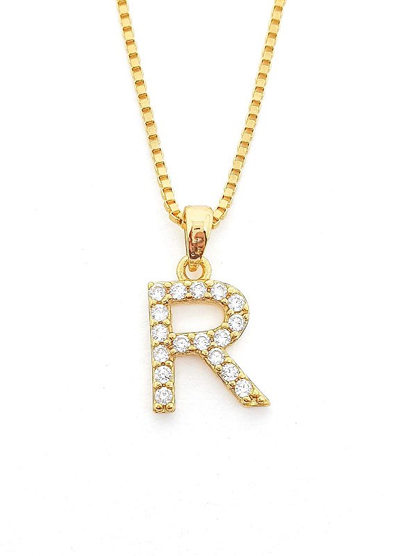 Pingente Cravejado Letra R (10X9CM) Banhado A Ouro 18k PIN051