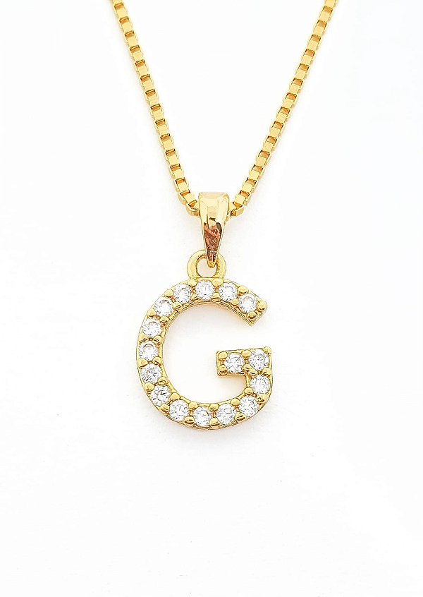 Pingente Cravejado Letra G (10X9CM) Banhado A Ouro 18k PIN063