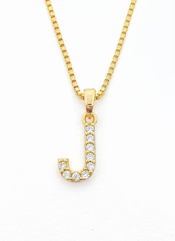 Pingente Cravejado Letra J (10X9CM) Banhado A Ouro 18k PIN029
