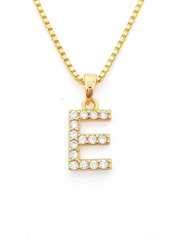 Pingente Cravejado Letra E (10X9CM) Banhado A Ouro 18k PIN065