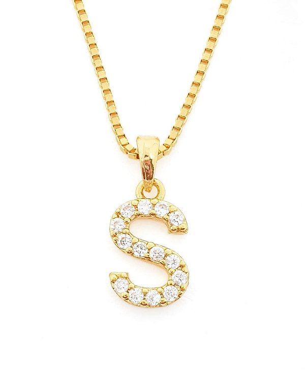 Pingente Cravejado Letra S (10X9CM) Banhado A Ouro 18k PIN048